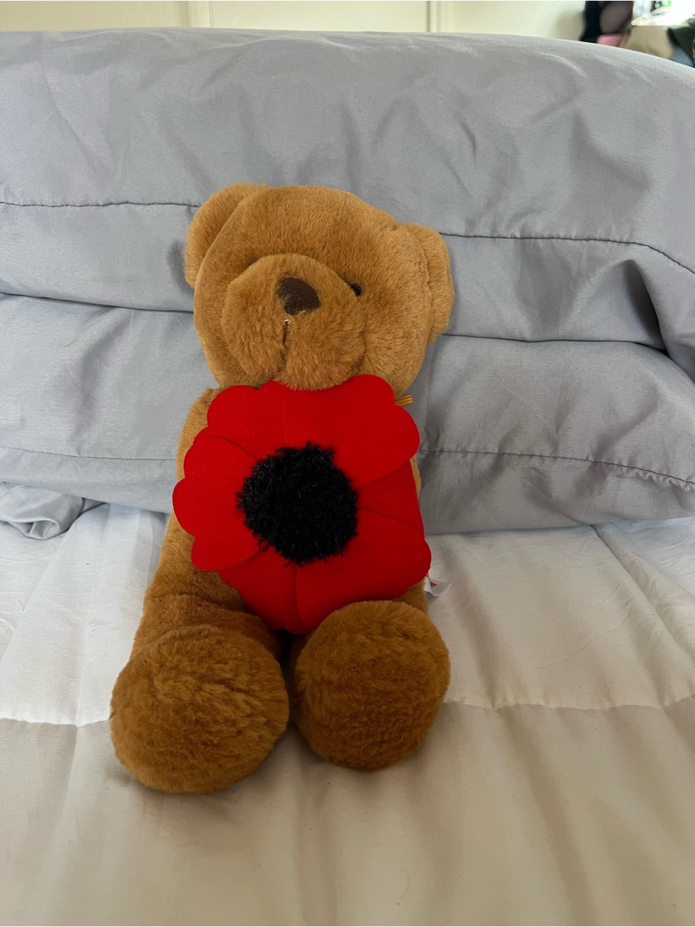 Plush Brown Teddy Bear with Red Flower - Kids Toy - Picture 4 of 8